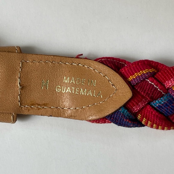 Fabric Leather Colorful Belt, M, Made in Guatemala - Picture 4 of 4